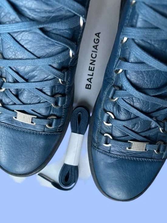 Balenciaga Arena High Top Sneakers Bleu Profond Size 44 (US 11) Full Set - Picture 3 of 12